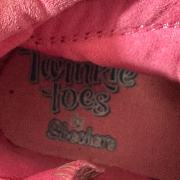 Skechers Twinkle Toes Silver and Pink Toddler High Top Shoes | Toddler Size 2 - Picture 12 of 12